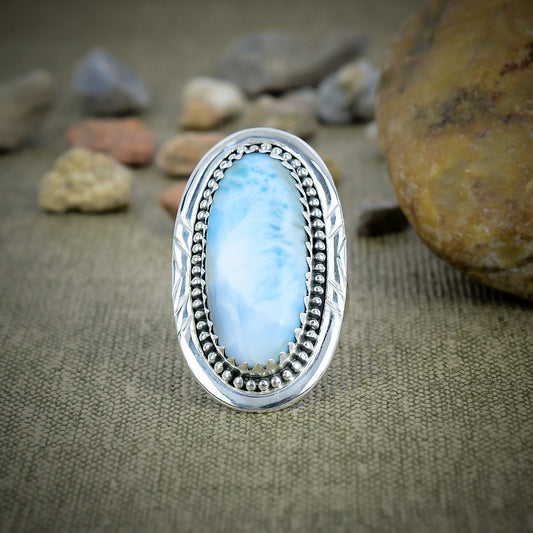 Larimar Ring Larimar Silver Ring 925 Sterling Silver Ring Larimar Gemstone Ring Handmade Larimar Gemstone Jewelry Larimar Ring For Women