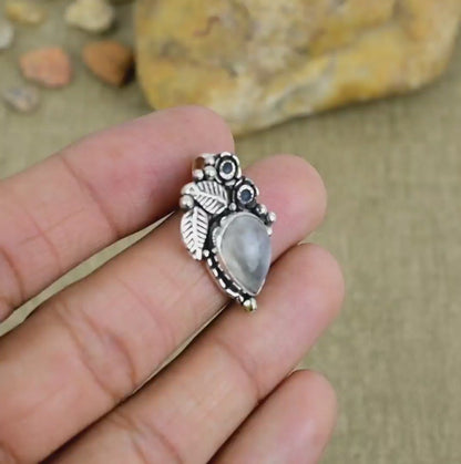 White Rainbow Moonstone 925 Sterling Silver Gemstone Rainbow Pendant ~ Pear Shape Pendant ~ June Birthstone Pendant ~ Gift For Anniversary